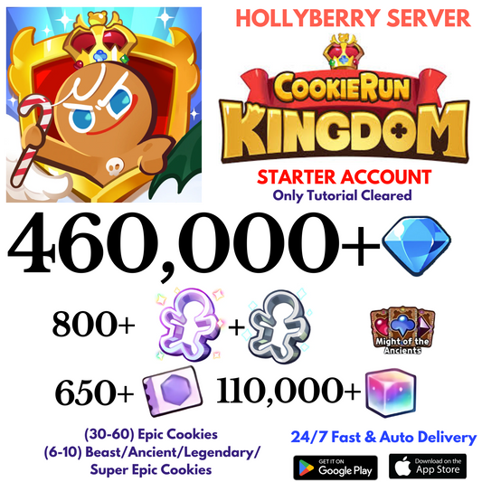 [GLOBAL/Hollyberry] 460,000+Gems Cookie Run: Kingdom Starter Account