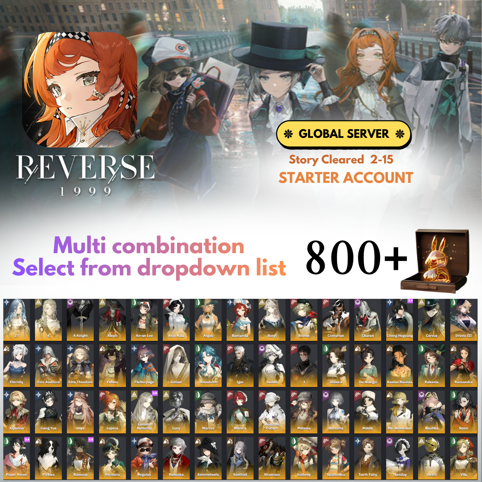 [GLOBAL] 800+Unilogs Multi combination Reverse: 1999 Reroll Starter Account