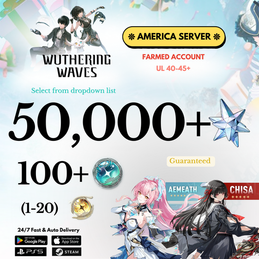 [AMERICA/NA]  14,000-51,000+ Astrite +Chisa Wuthering Waves Farmed Reroll Account