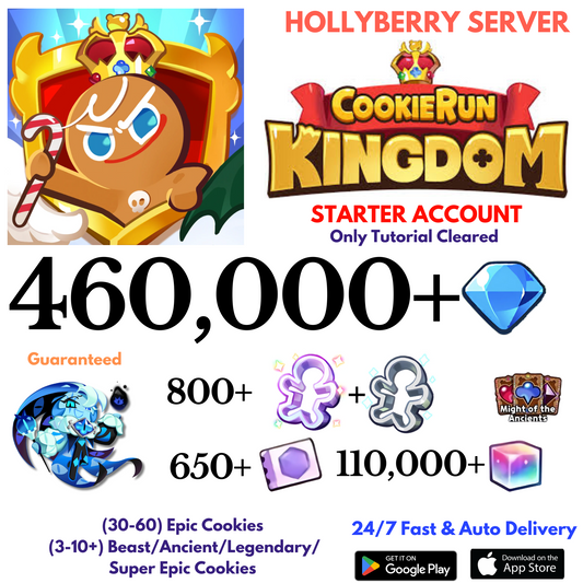 [GLOBAL/Hollyberry] 460,000+Gems+Shadow Milk Cookie Run: Kingdom Starter Account