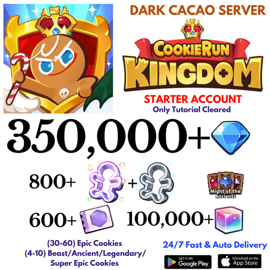 [GLOBAL/Dark Cacao] 350,000+Gems Cookie Run: Kingdom Starter Account