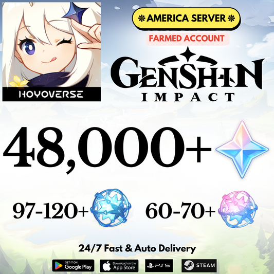 [America/NA] 48,000+Gems Genshin Impact Reroll Farmed Account