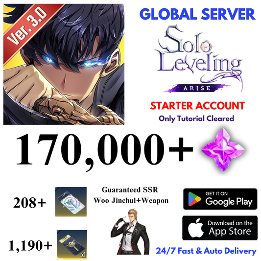 [GLOBAL] 170,000+Essence Stones Solo Leveling:ARISE Starter Reroll Account