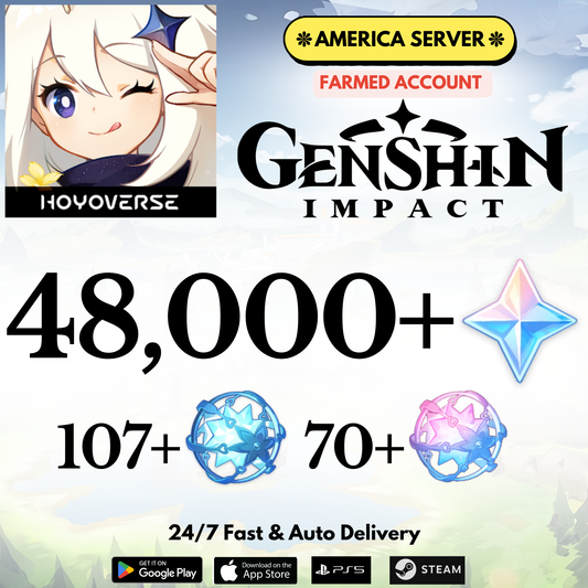 [America/NA] 48,000+Gems Genshin Impact Reroll Farmed Account