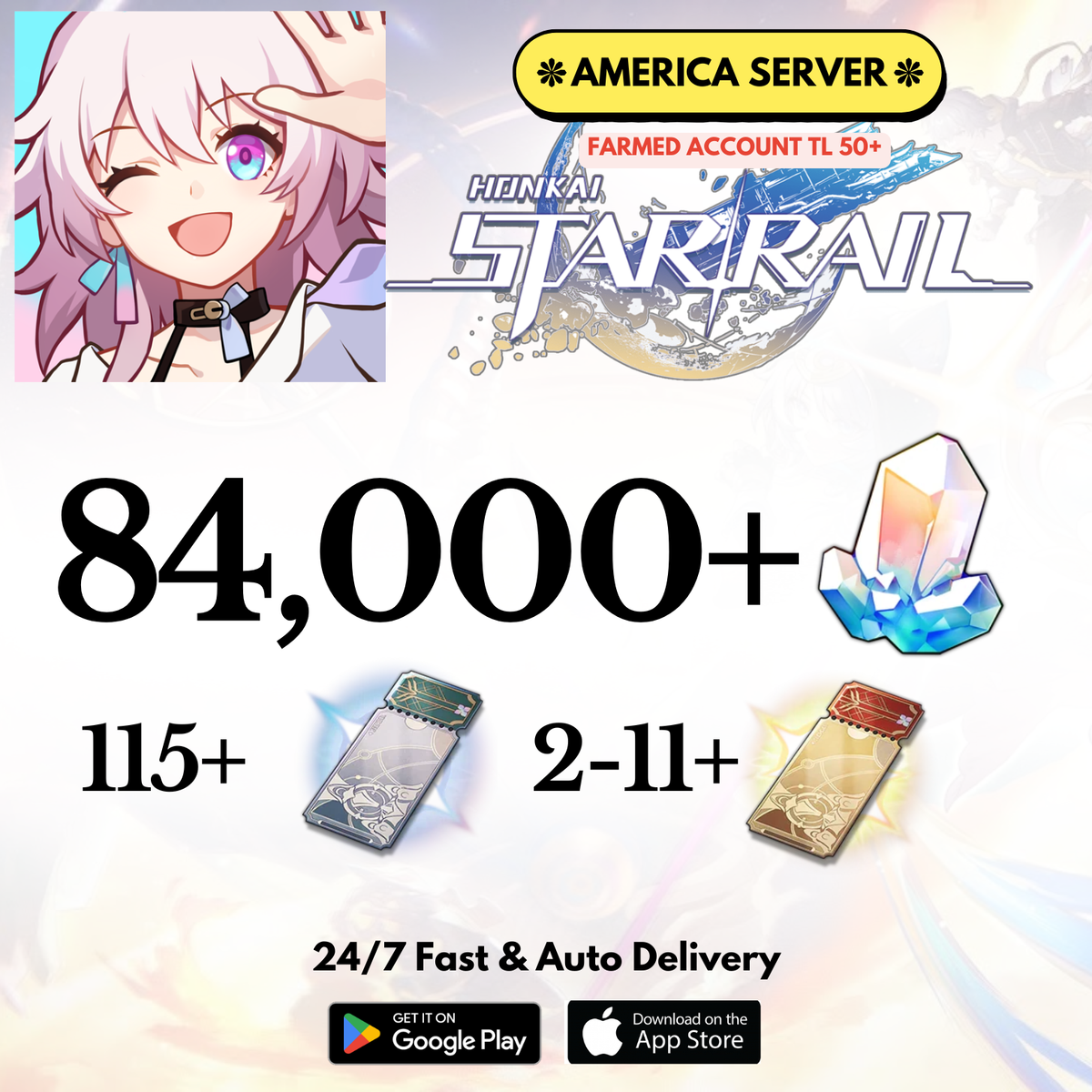 [America] 84,000+Jades Honkai Star Rail Farmed Account