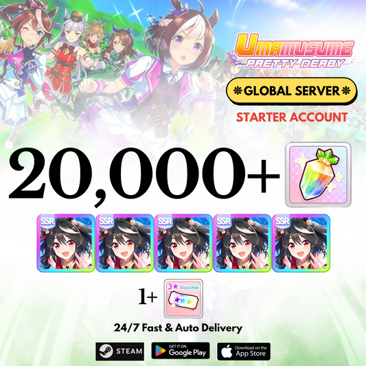 [GLOBAL] 20,000+Carats+Kitasan black x5 Uma Musume Pretty Derby Starter Reroll Account
