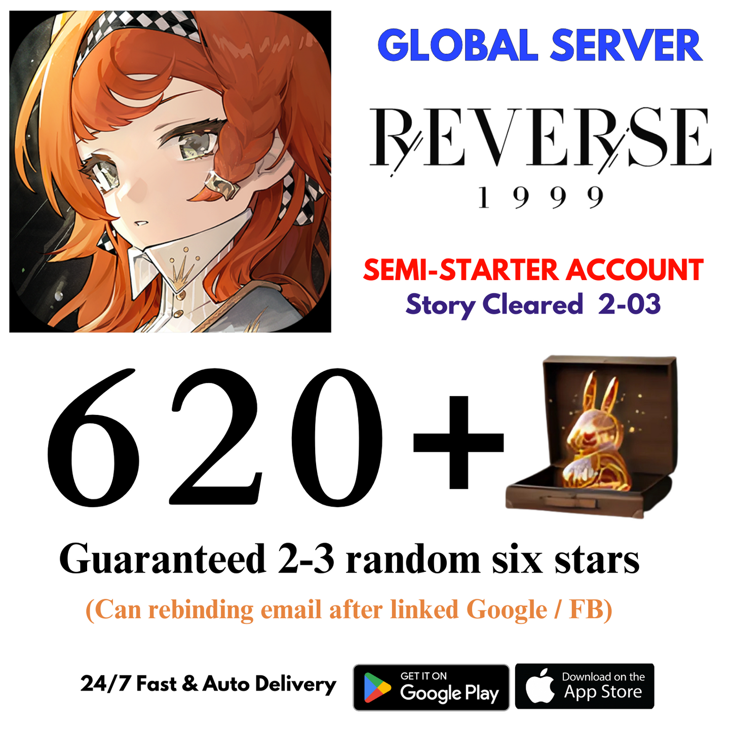 [GLOBAL] 620+Unilogs+(2-3) Random 6 Stars Reverse: 1999 Reroll Starter Account