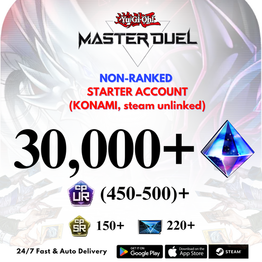 [GLOBAL] 30,000+Gems 450+UR CP Yu-Gi-Oh! Master Duel Starter Reroll Account
