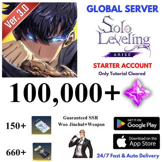 [GLOBAL] 100,000+Essence Stones Solo Leveling:ARISE Starter Reroll Account
