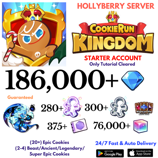 [GLOBAL/Hollyberry] 186,000+Gems+Shadow Milk Cookie Run: Kingdom Starter Account
