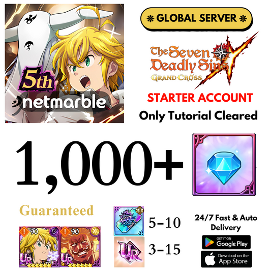 [GLOBAL] 1,000+ Gems 7DS Grand Cross Starter Account