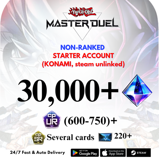 [GLOBAL] 30,000+Gems 600+UR CP Yu-Gi-Oh! Master Duel Starter Reroll Account
