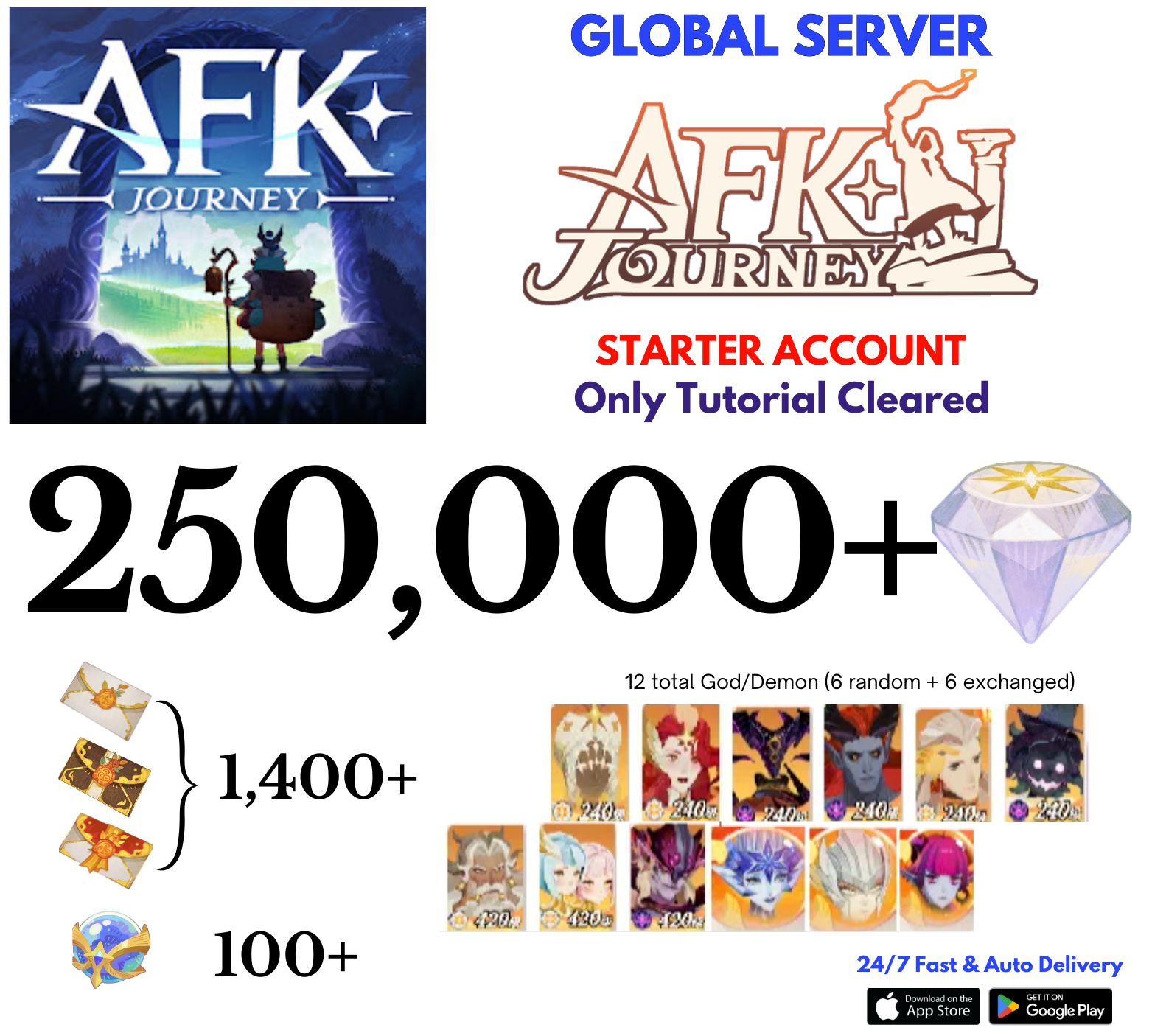 [Global] 250,000+Diamonds AFK Journey Starter Reroll Account