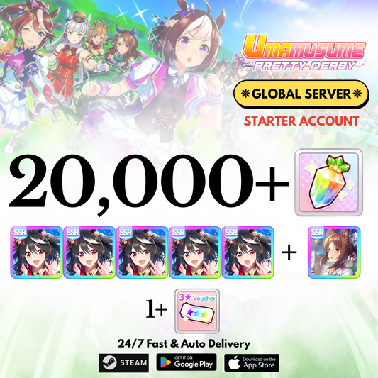 [GLOBAL] 20,000+Carats+Kitasan black x5+Fine motion Uma Musume Pretty Derby Starter Reroll Account