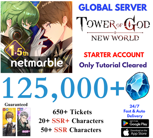 [GLOBAL] 125,000+ Gems Tower of God New World Starter Account
