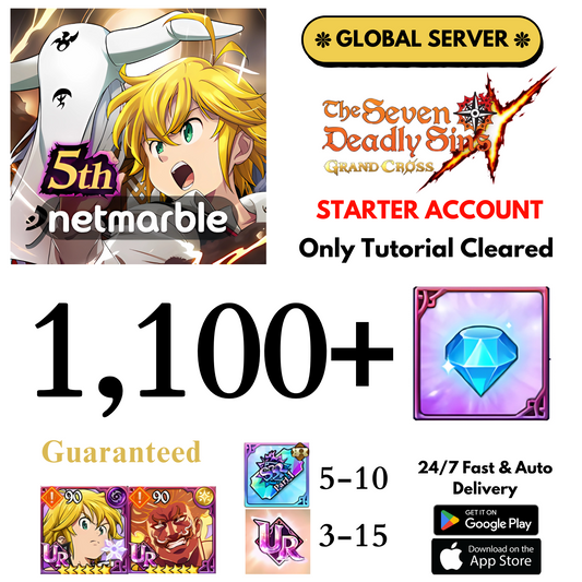 [GLOBAL] 1,100+ Gems 7DS Grand Cross Starter Account