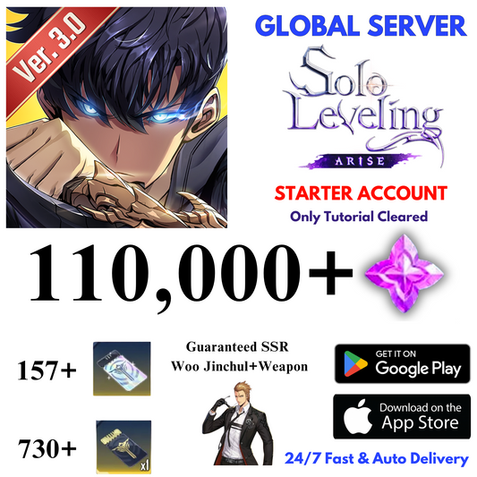 [GLOBAL] 110,000+Essence Stones Solo Leveling:ARISE Starter Reroll Account