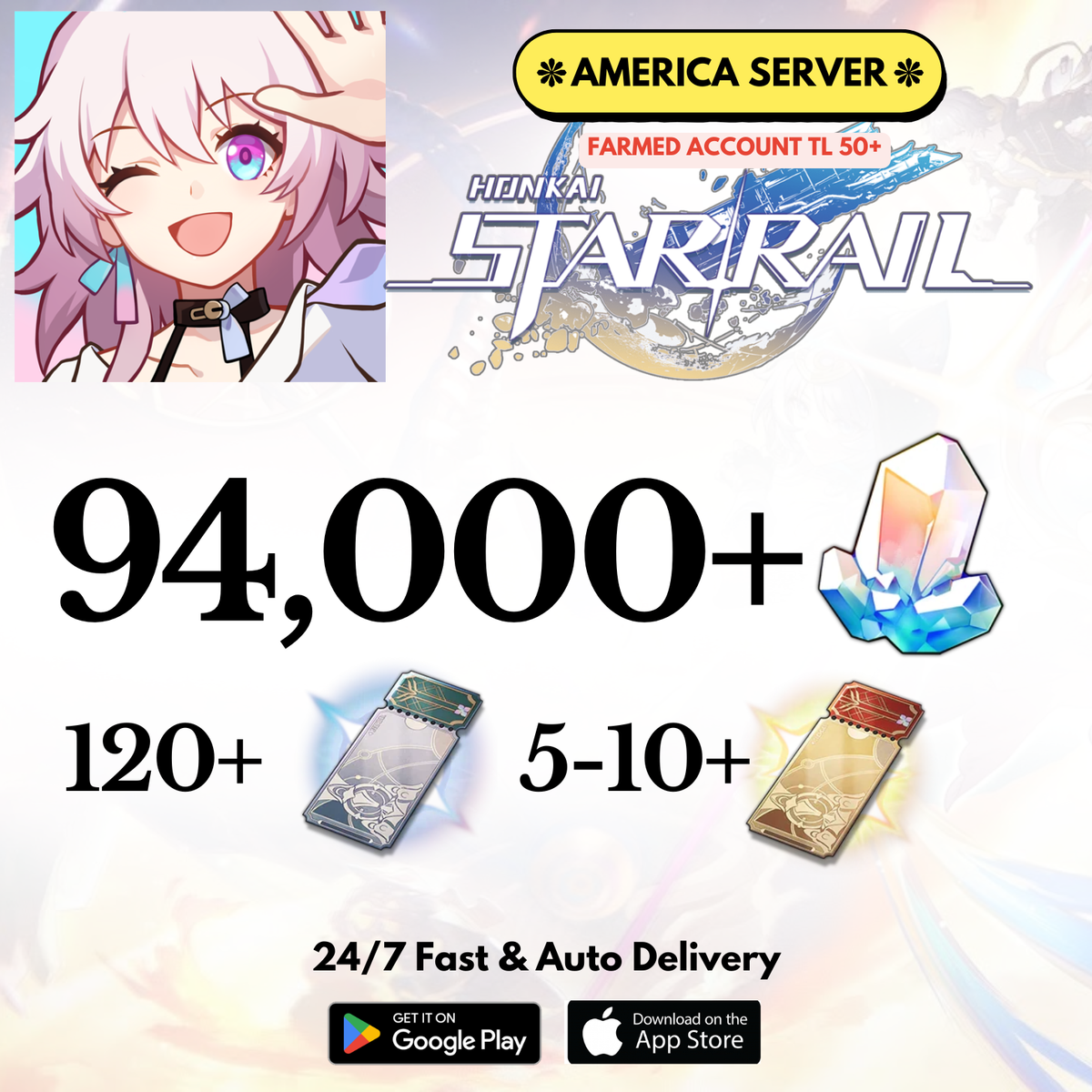 [America] 94,000+Jades Honkai Star Rail Farmed Account