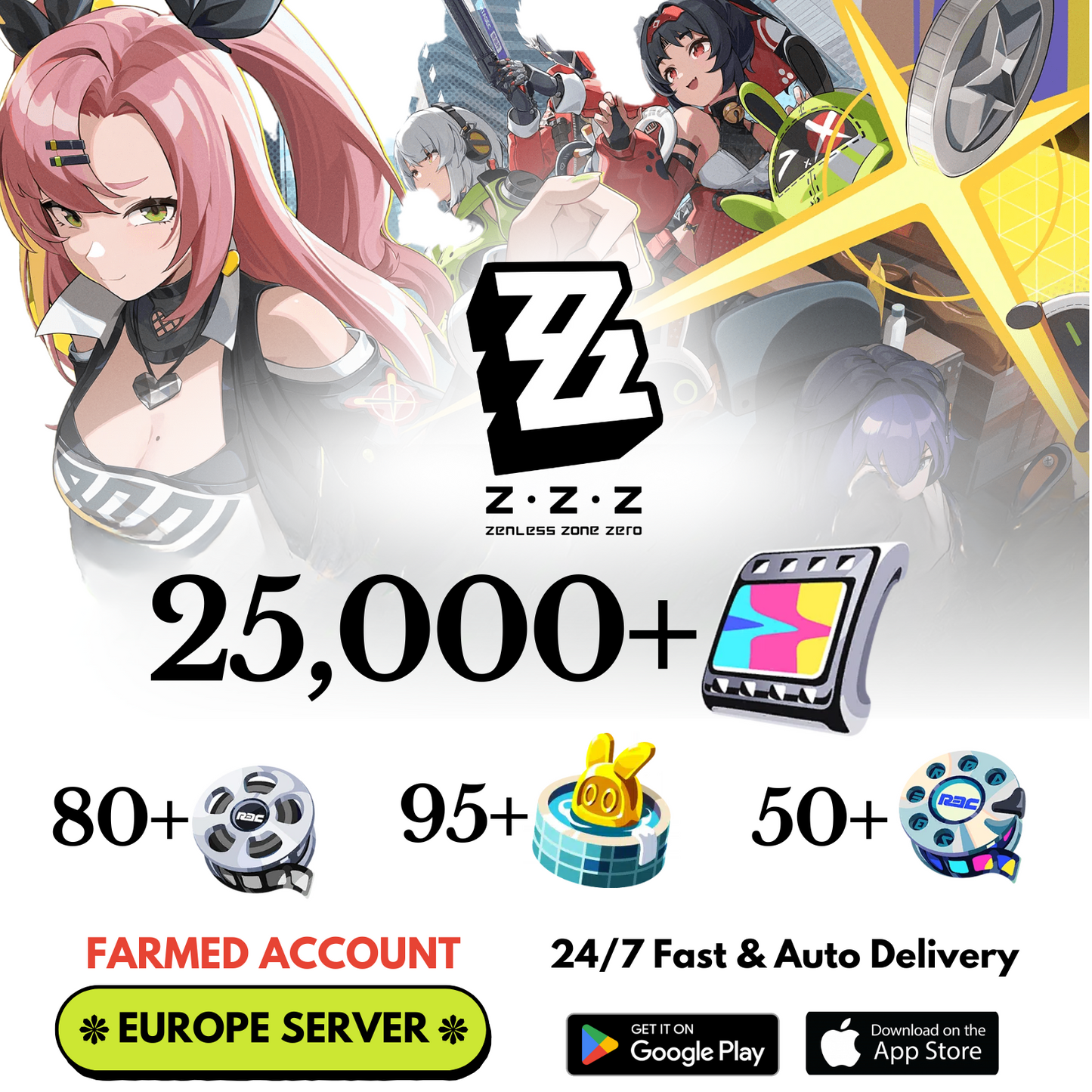 [Europe] 25,000+ Polychrome Zenless Zone Zero Farmed Reroll Account