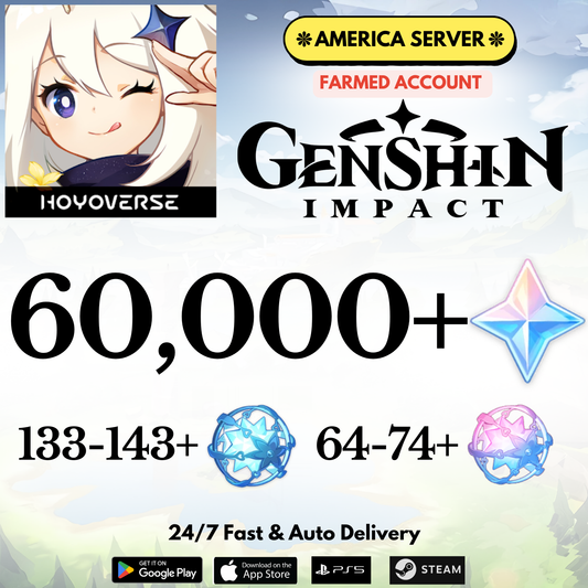 [America/NA] 60,000+Gems Genshin Impact Reroll Farmed Account
