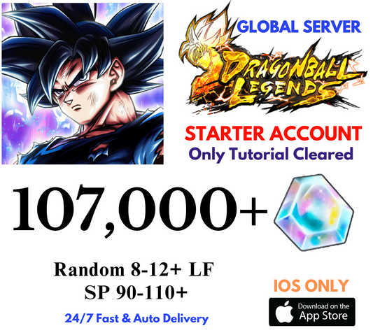 [GLOBAL/iOS] 107,000+Gems Dragon Ball Legends Lv.1 Starter Reroll Account