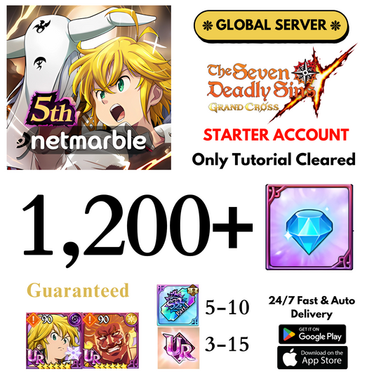 [GLOBAL] 1,200+ Gems 7DS Grand Cross Starter Account