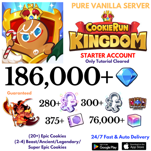 [GLOBAL/Pure Vanilla] 186,000+Gems+Burning Spice Cookie Run: Kingdom Starter Account