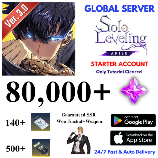 [GLOBAL] 80,000+Essence Stones Solo Leveling:ARISE Starter Reroll Account