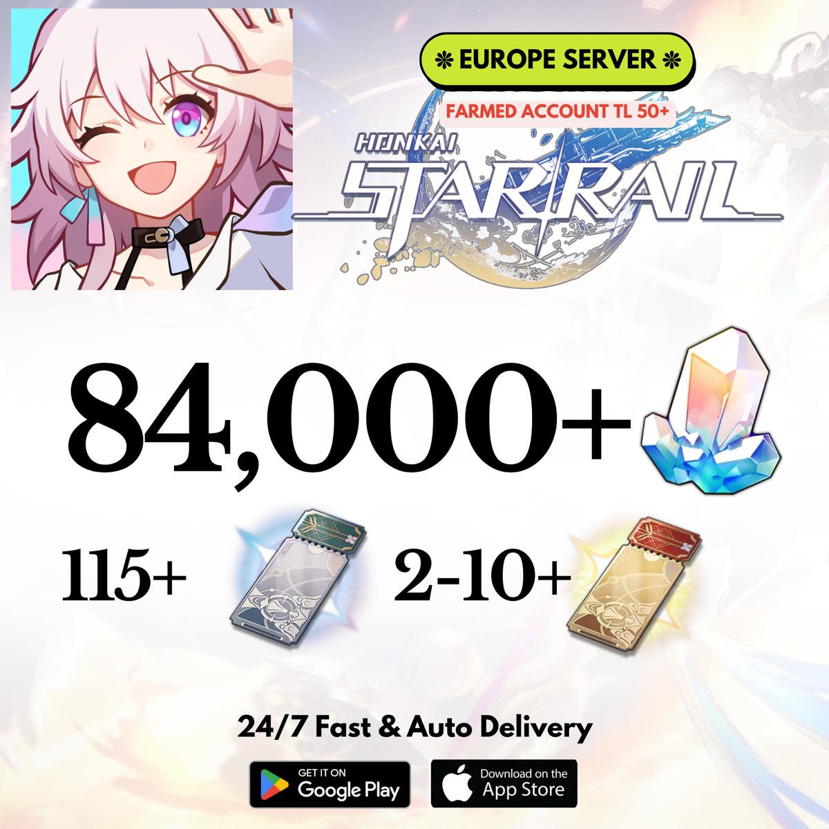 [Europe] 84,000+Jades Honkai Star Rail Farmed Account