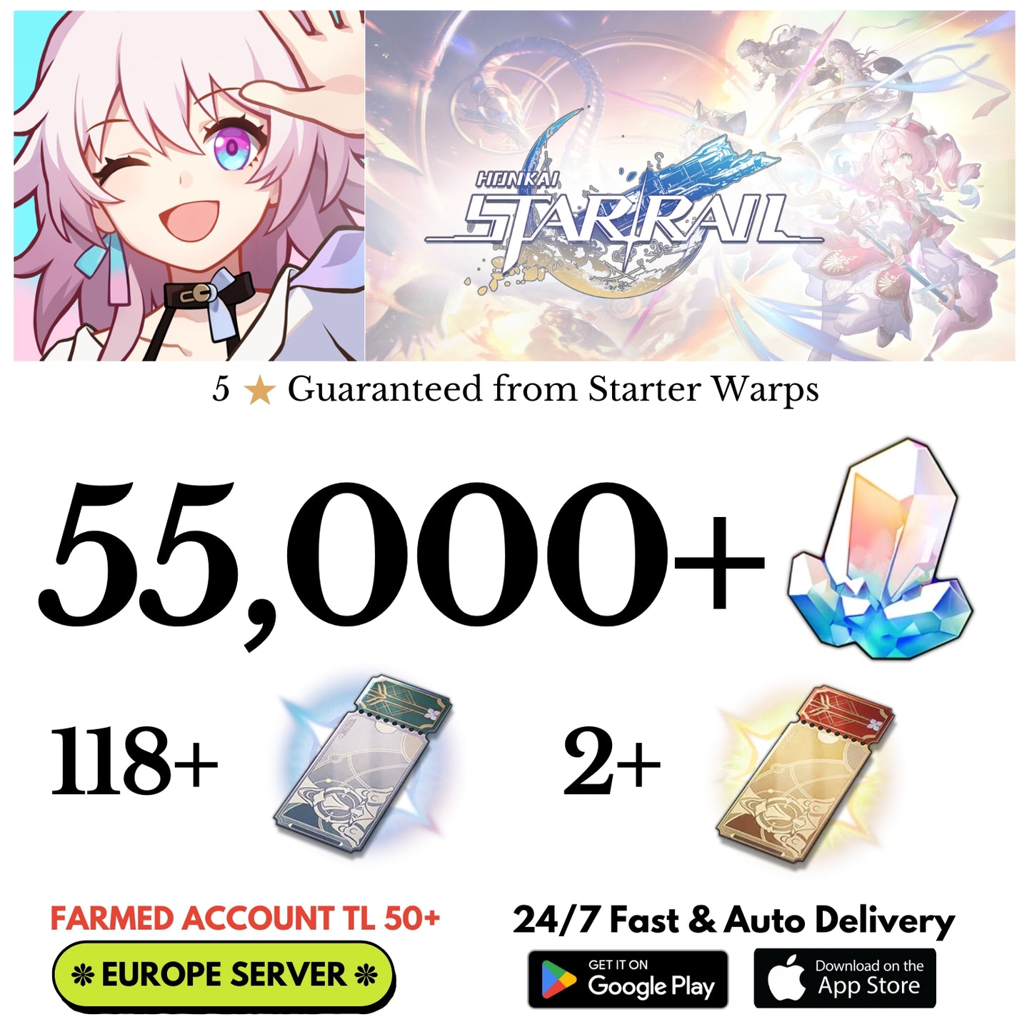 [Europe] 55,000+Jades Honkai Star Rail Farmed Account