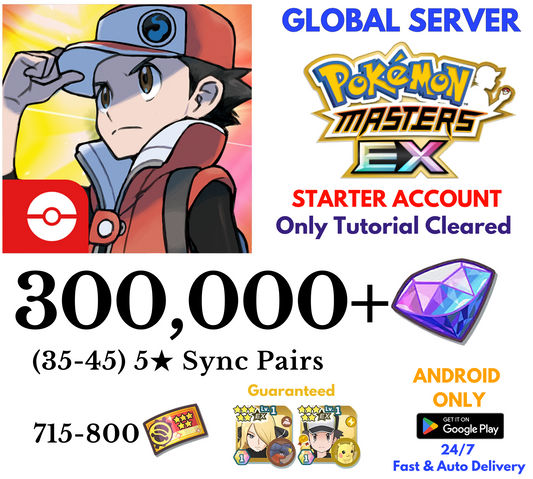 [GLOBAL/Android] 300,000+Gems Pokémon Masters EX Starter Reroll Account