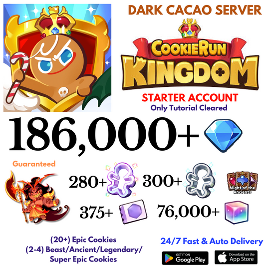 [GLOBAL/Dark Cacao] 186,000+Gems+Burning Spice Cookie Run: Kingdom Starter Account