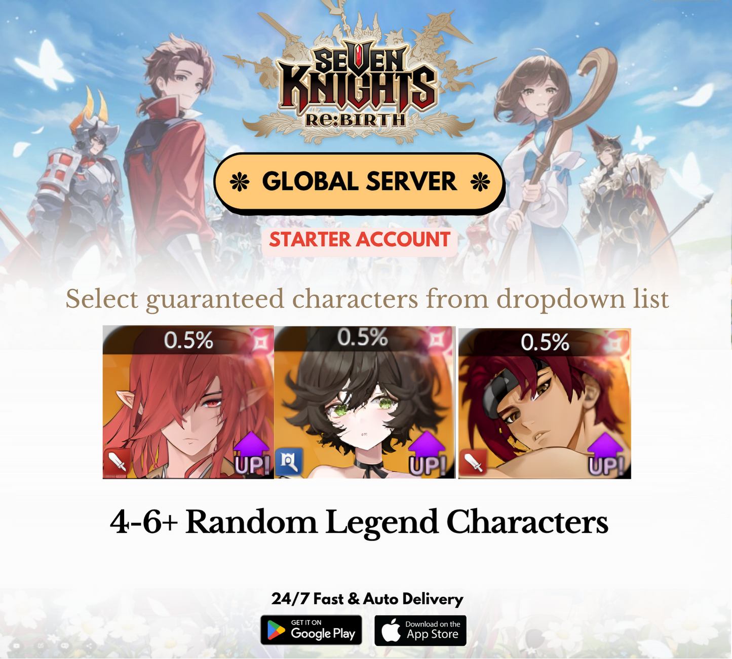 [GLOBAL] Custom combo Teo/Yeonhee/Klahan Seven Knights Re:BIRTH Starter Reroll Account