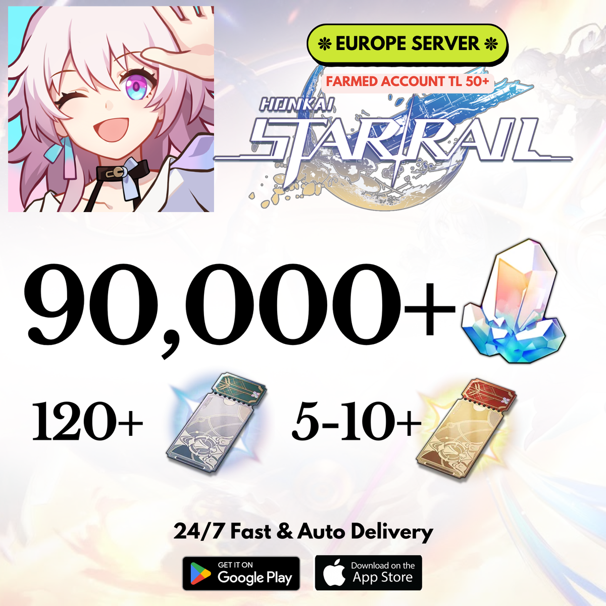 [Europe] 90,000+Jades Honkai Star Rail Farmed Account