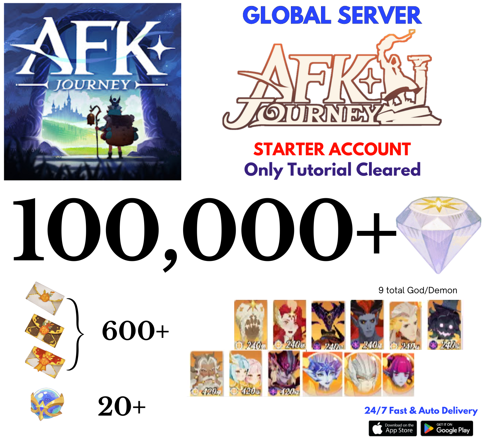 [Global] 100,000+Diamonds AFK Journey Starter Reroll Account