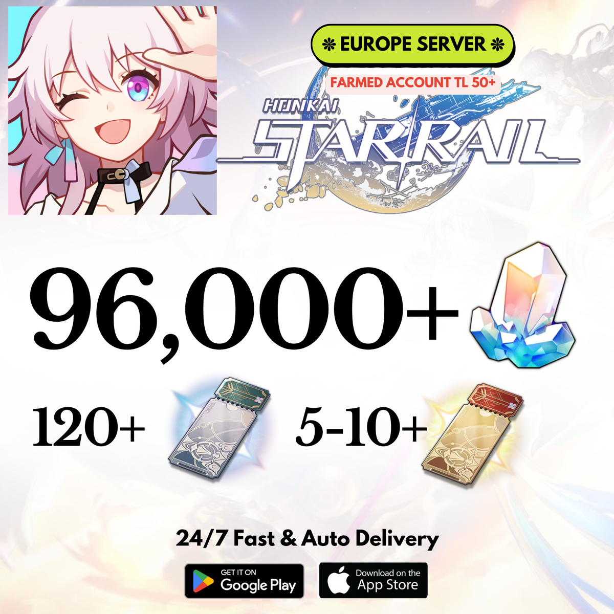 [Europe] 96,000+Jades Honkai Star Rail Farmed Account