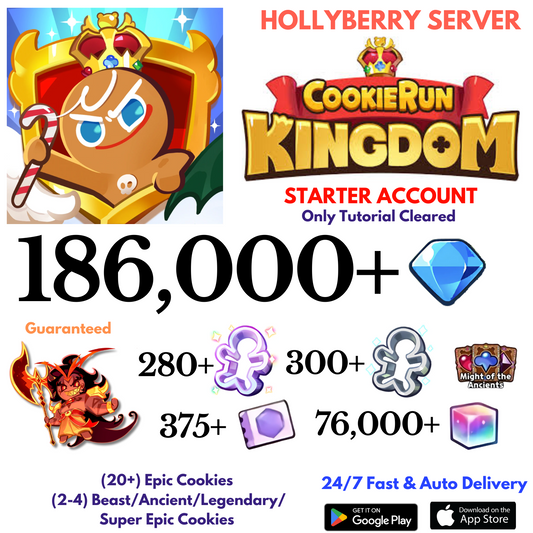 [GLOBAL/Hollyberry] 186,000+Gems+Burning Spice Cookie Run: Kingdom Starter Account