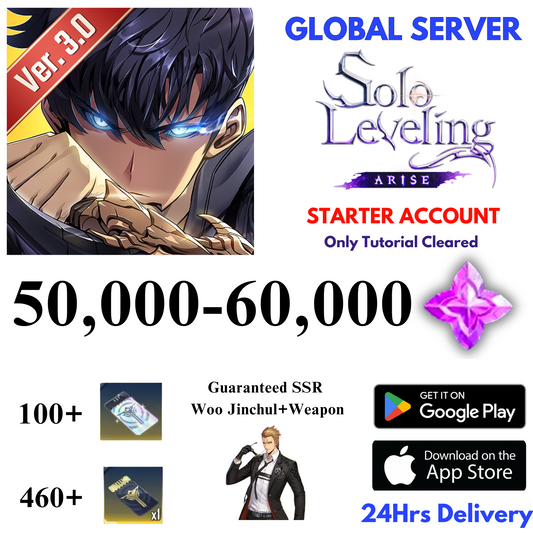[GLOBAL] 50,000-60,000+Essence Stones Solo Leveling:ARISE Starter Reroll Account