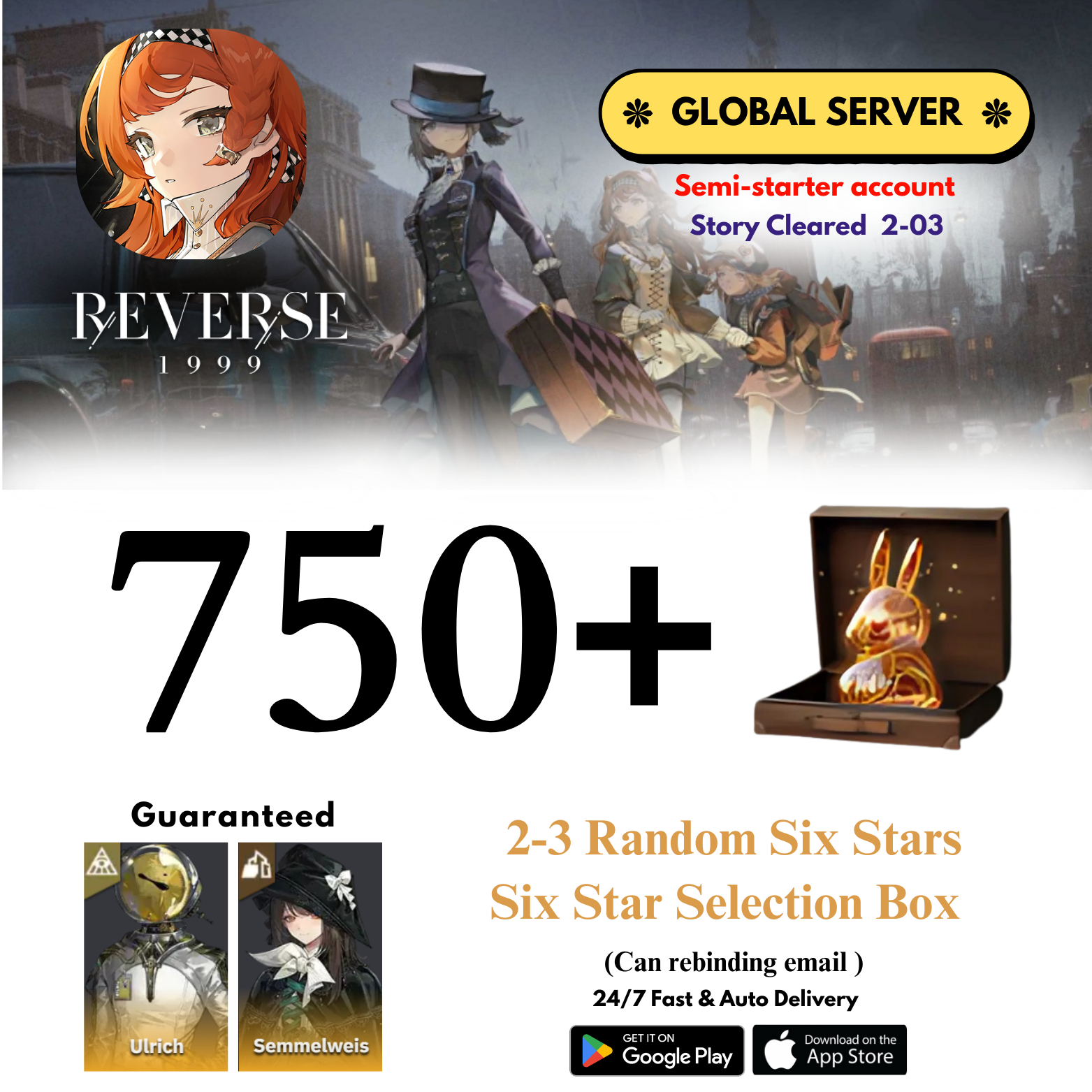 [GLOBAL] 750+Unilogs+Ulrich+Semmel+(2-3) Random 6 Stars Reverse: 1999 Reroll Starter Account