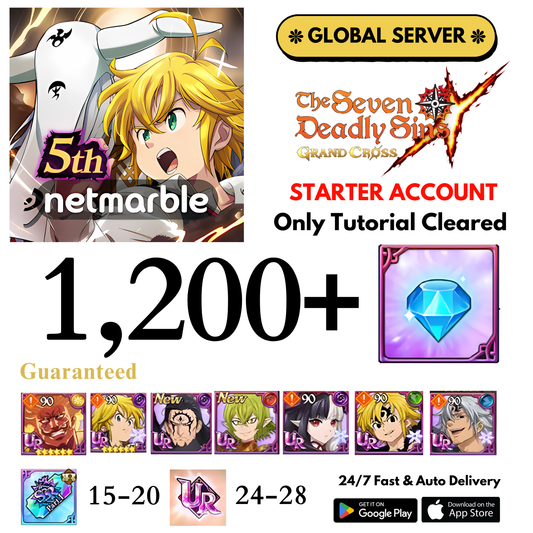 [GLOBAL] 1,200+ Gems 7DS Grand Cross Starter Account