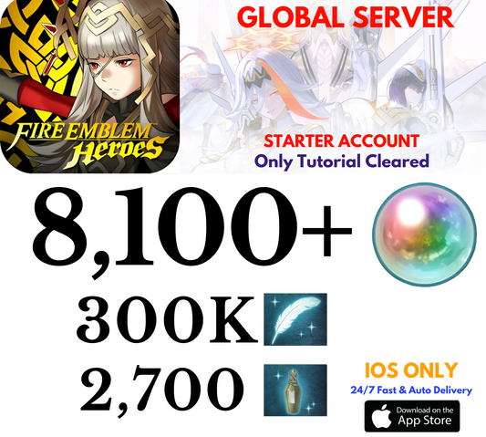 [GLOBAL/iOS] 8,100+Orbs Fire Emblem Heroes Starter Reroll Account