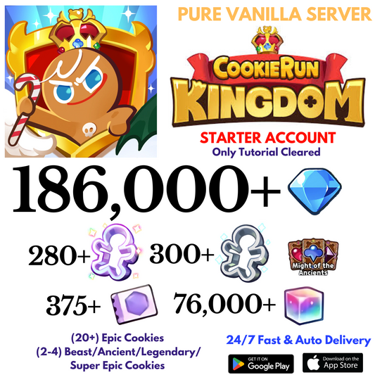 [GLOBAL/Pure Vanilla] 186,000+Gems Cookie Run: Kingdom Starter Account