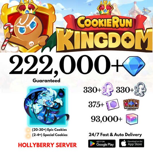 [GLOBAL/Hollyberry] 222,000+Gems+Shadow Milk Cookie Run: Kingdom Starter Account