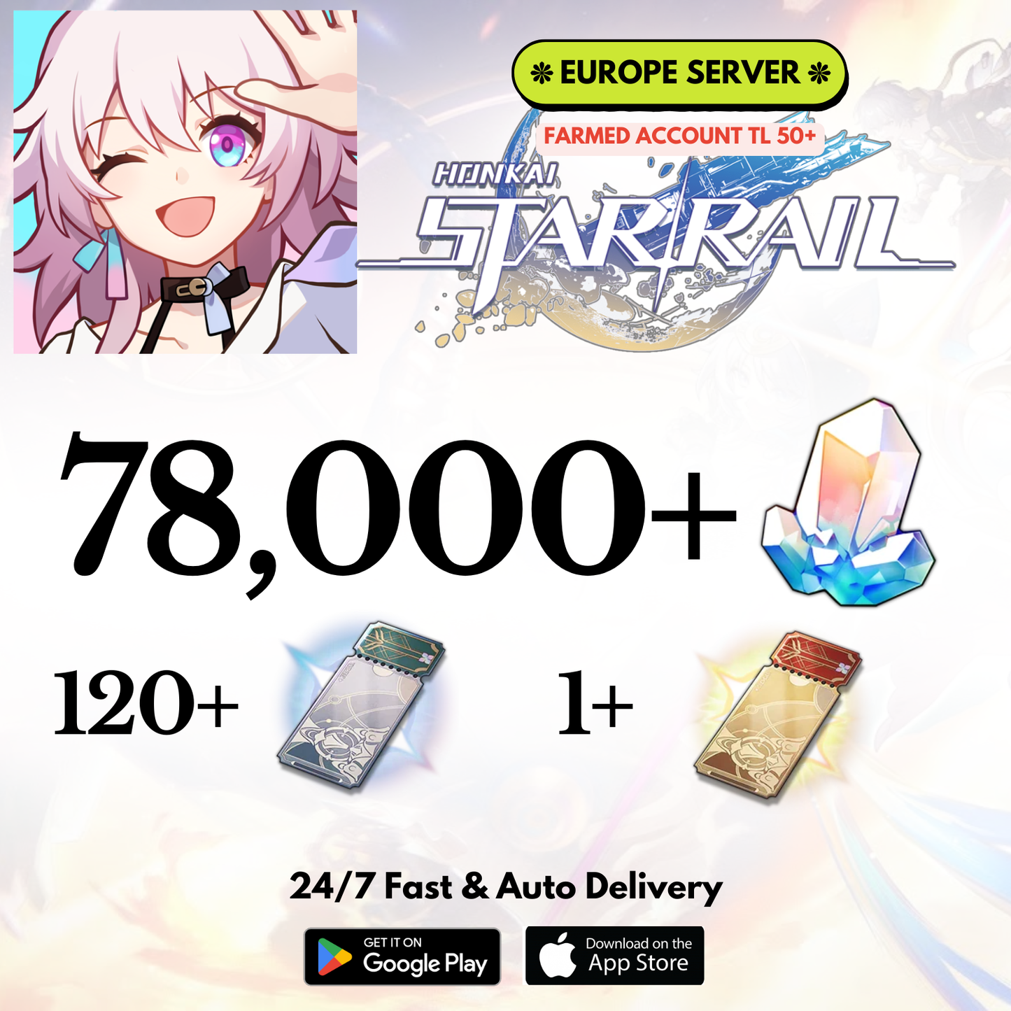 [Europe] 78,000+Jades Honkai Star Rail Farmed Account
