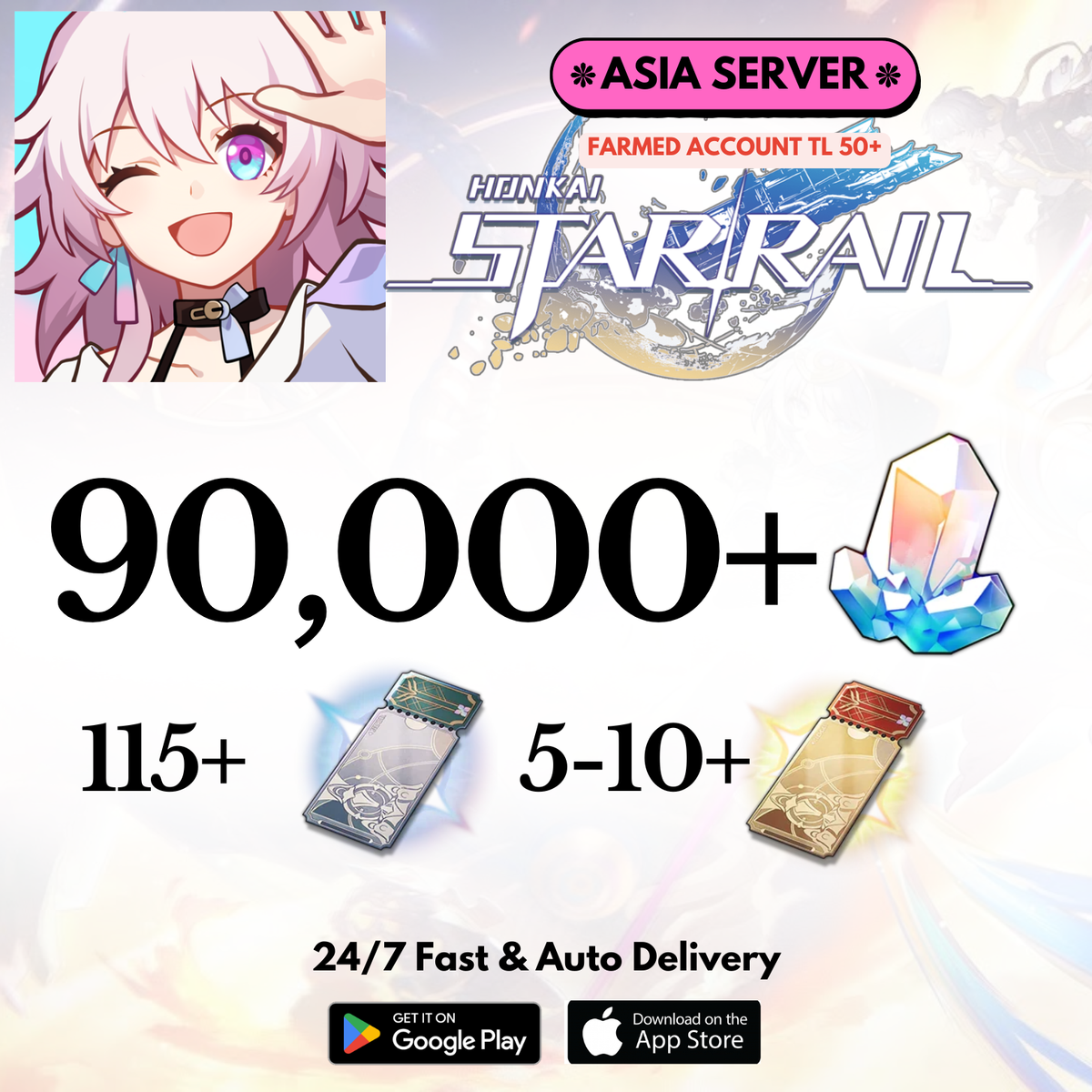 [Asia] 90,000+Jades Honkai Star Rail Farmed Account