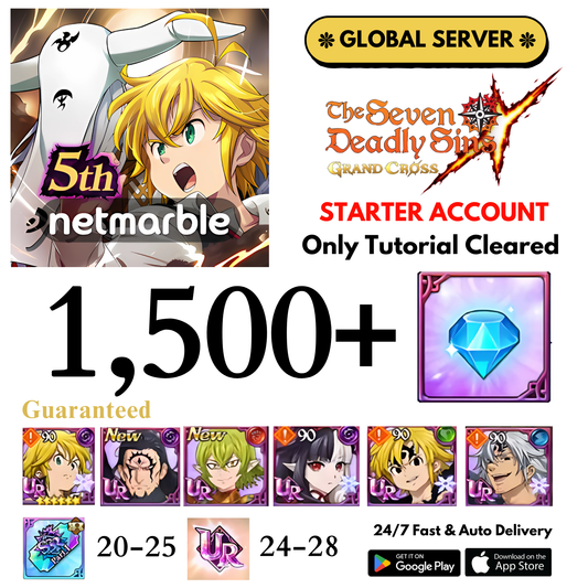 [GLOBAL] 1,500+ Gems 7DS Grand Cross Starter Account