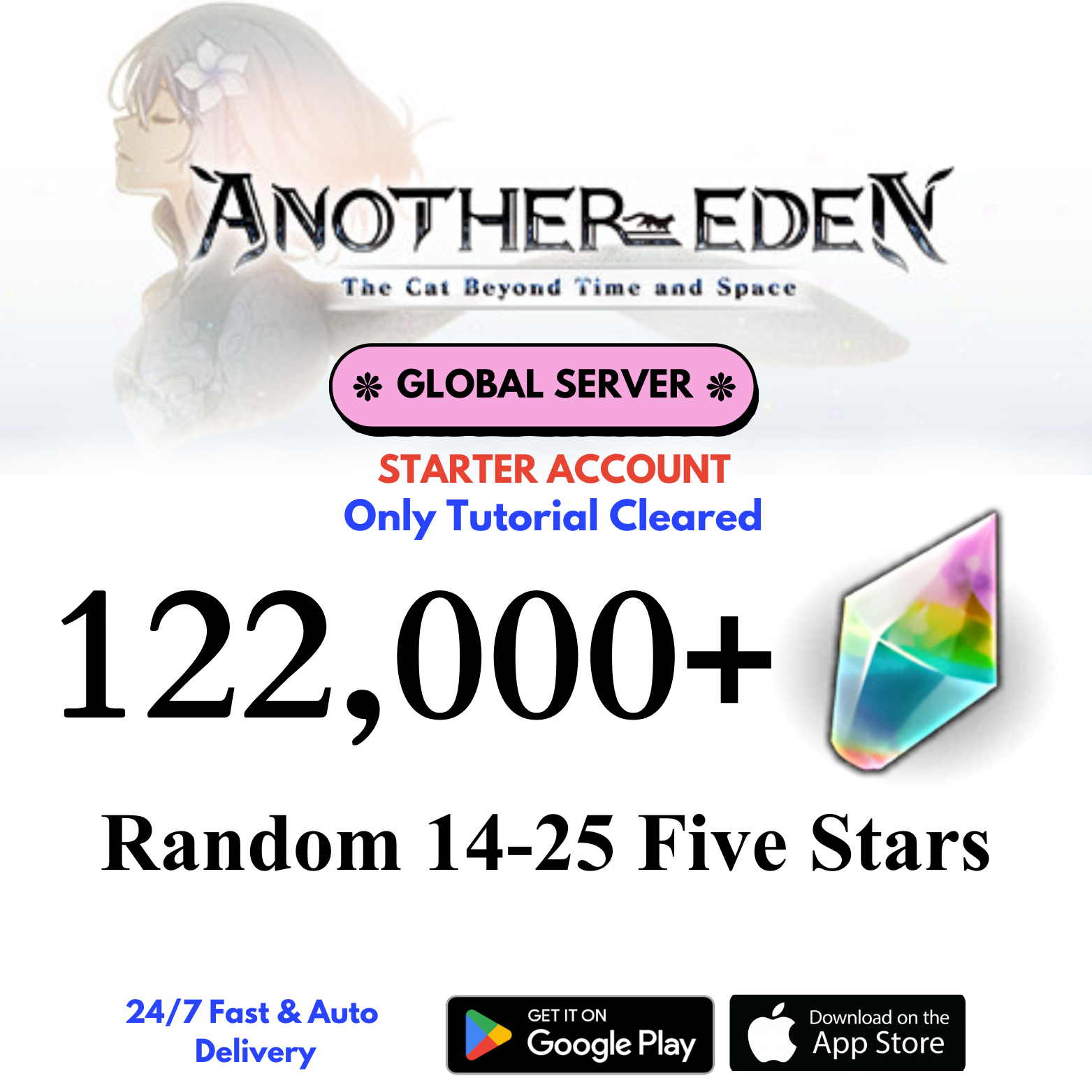 [GLOBAL] 124,000-139,000+Gems Another Eden Reroll Account