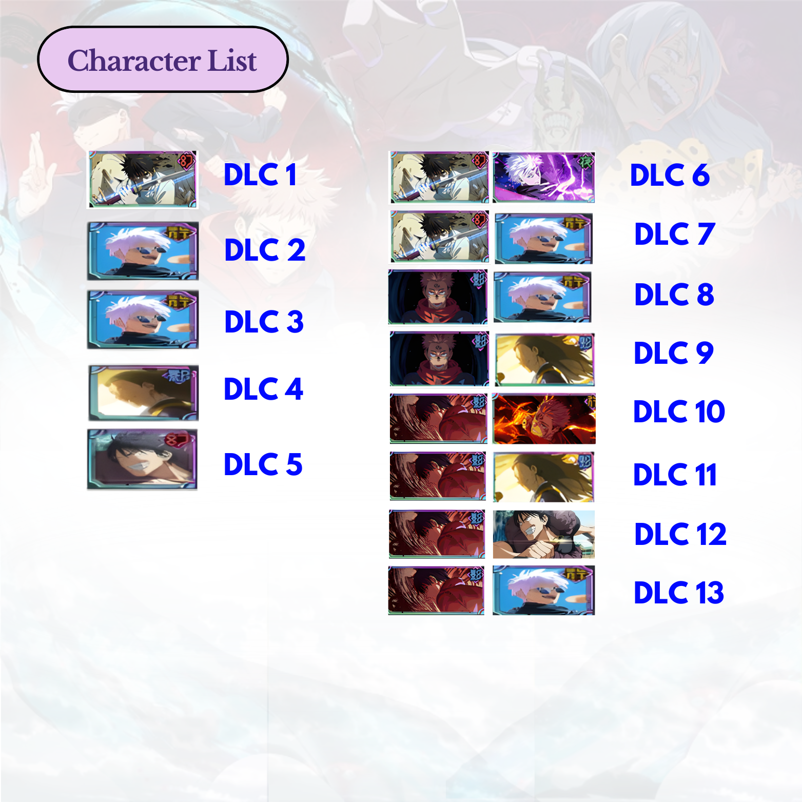 [EUROPE/EU] 30,000-50,000+ Gems +Selected Characters Jujutsu Kaisen: Phantom Parade Reroll Starter Account