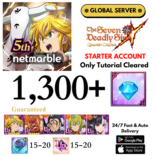 [GLOBAL] 1,300+ Gems 7DS Grand Cross Starter Account