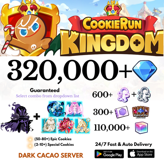 [GLOBAL/Dark Cacao] 320,000+Gems+Silent Salt Cookie+Selected character Cookie Run: Kingdom Starter Account